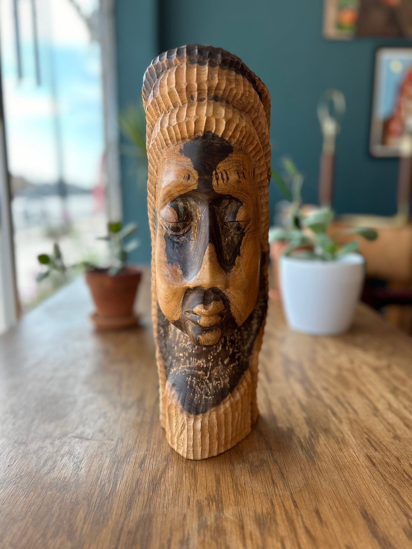 Hand Carved Mahogany Head