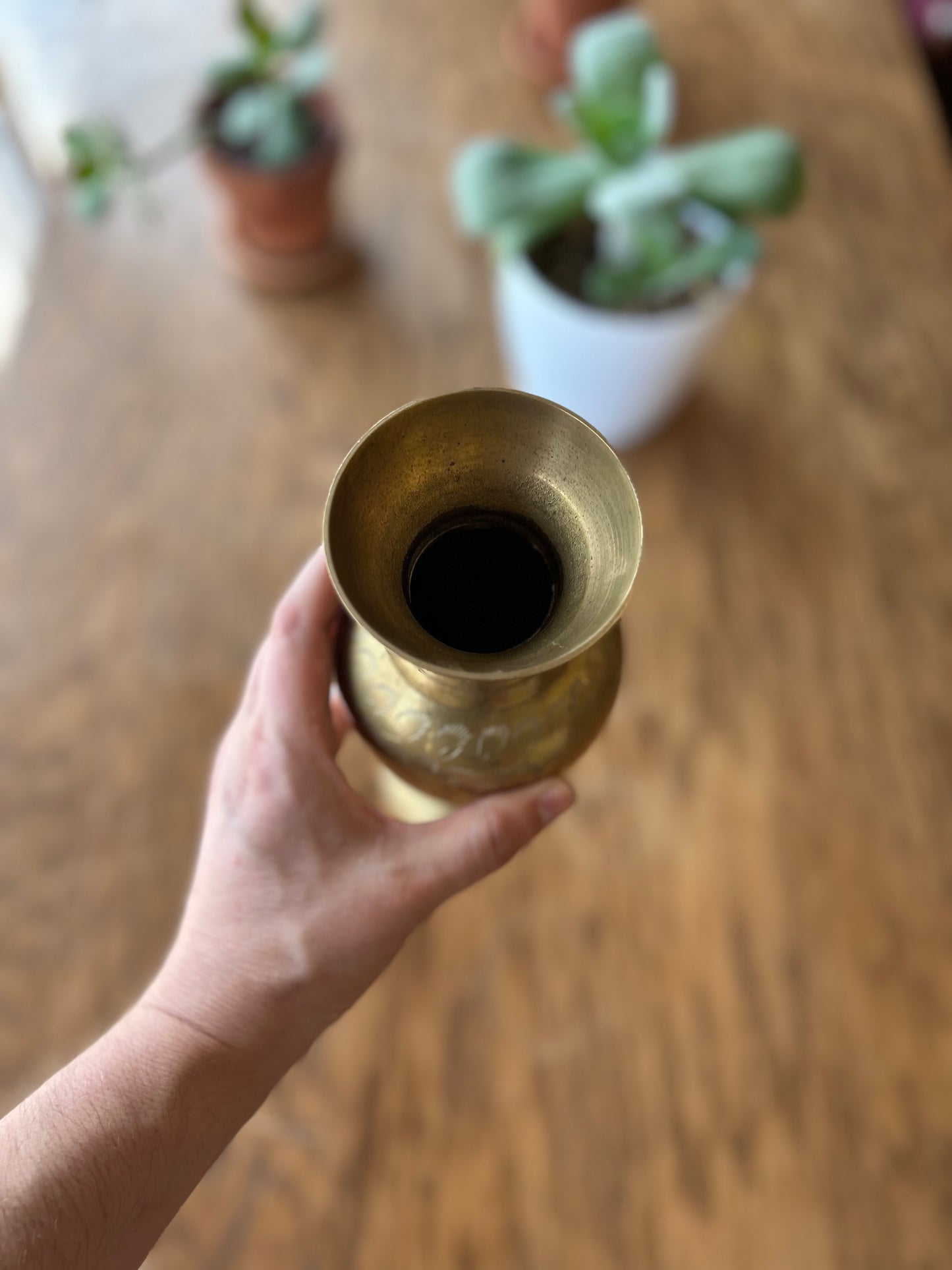 Etched Brass Vase