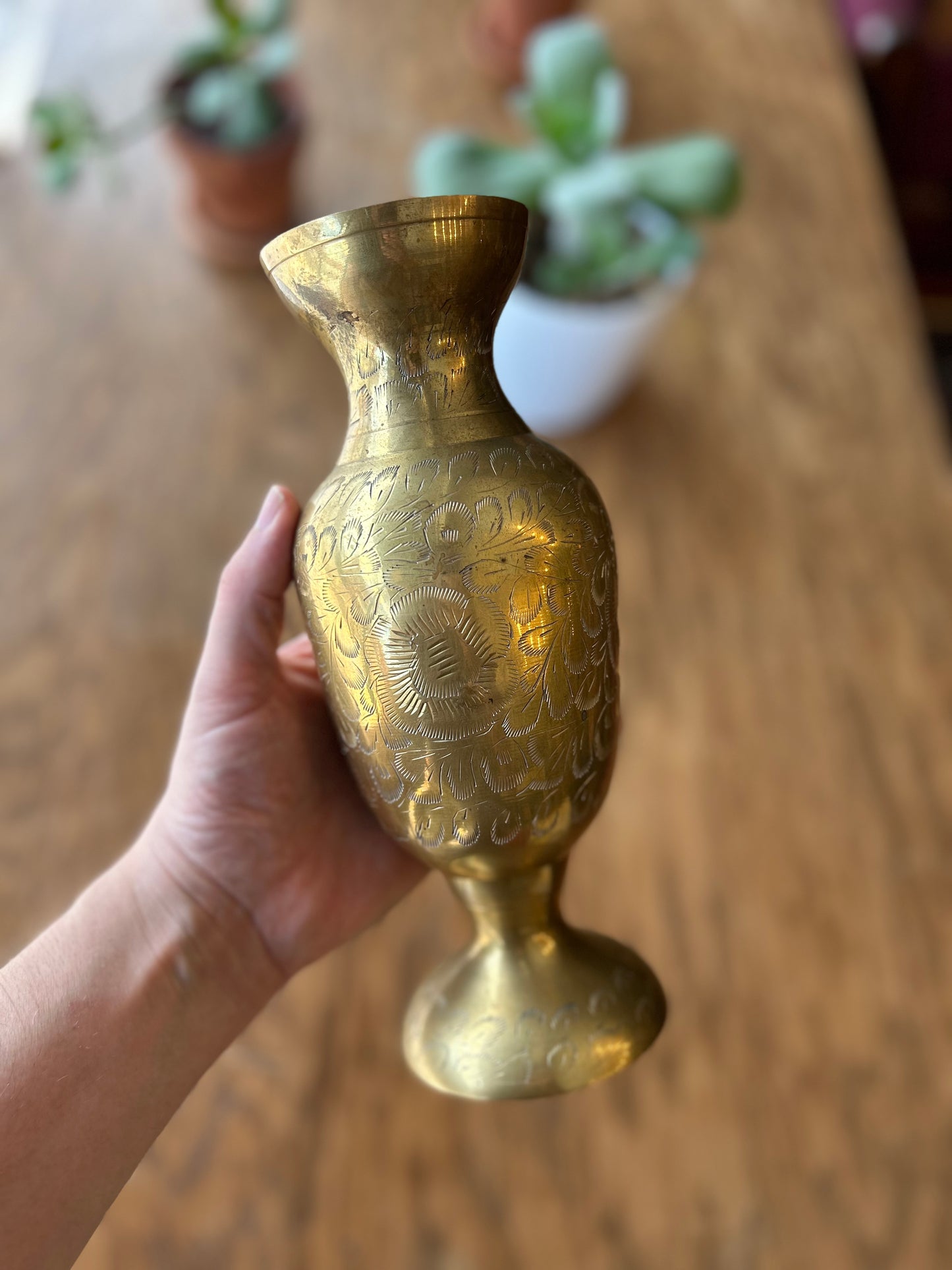 Etched Brass Vase