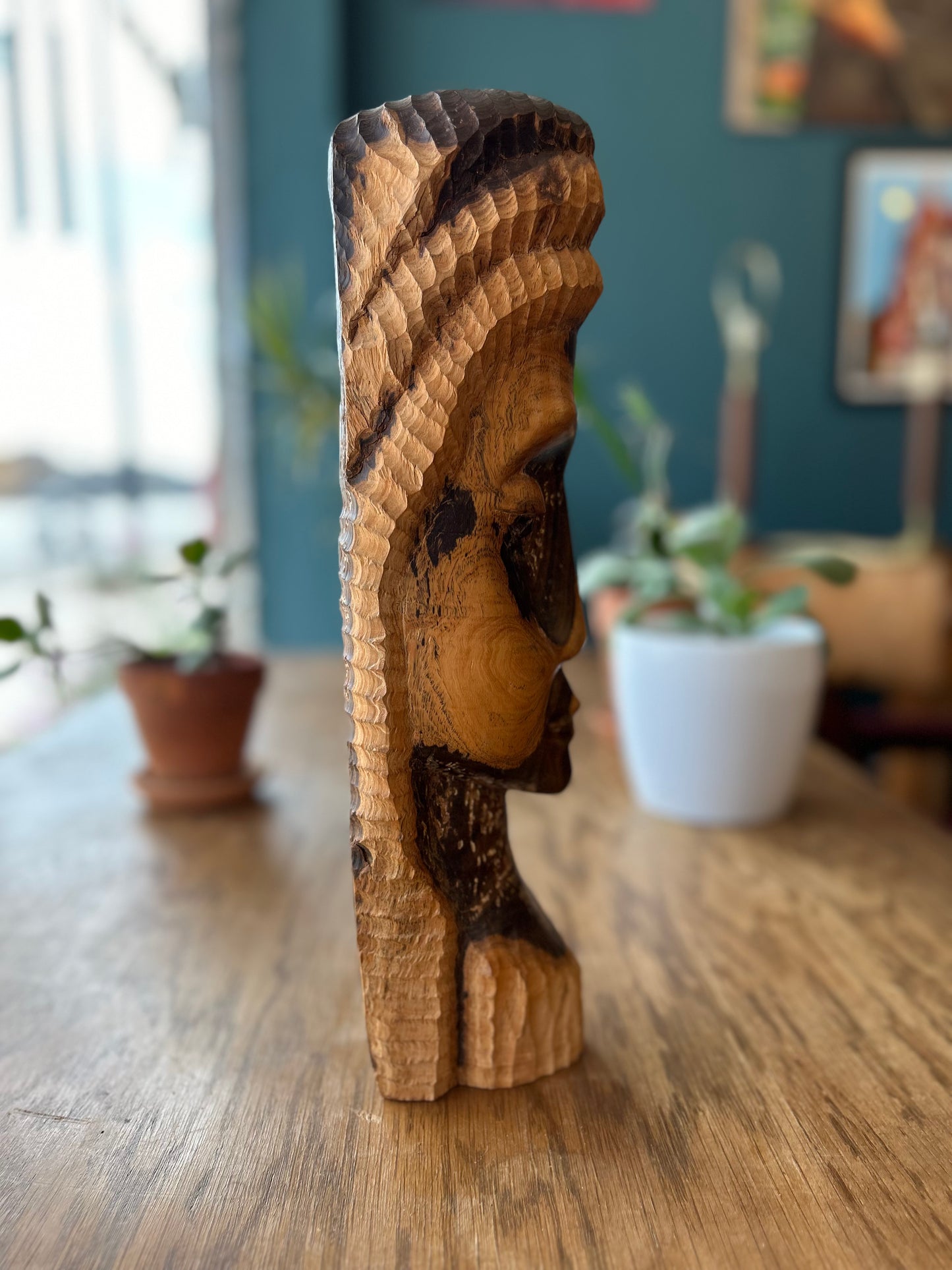 Hand Carved Mahogany Head