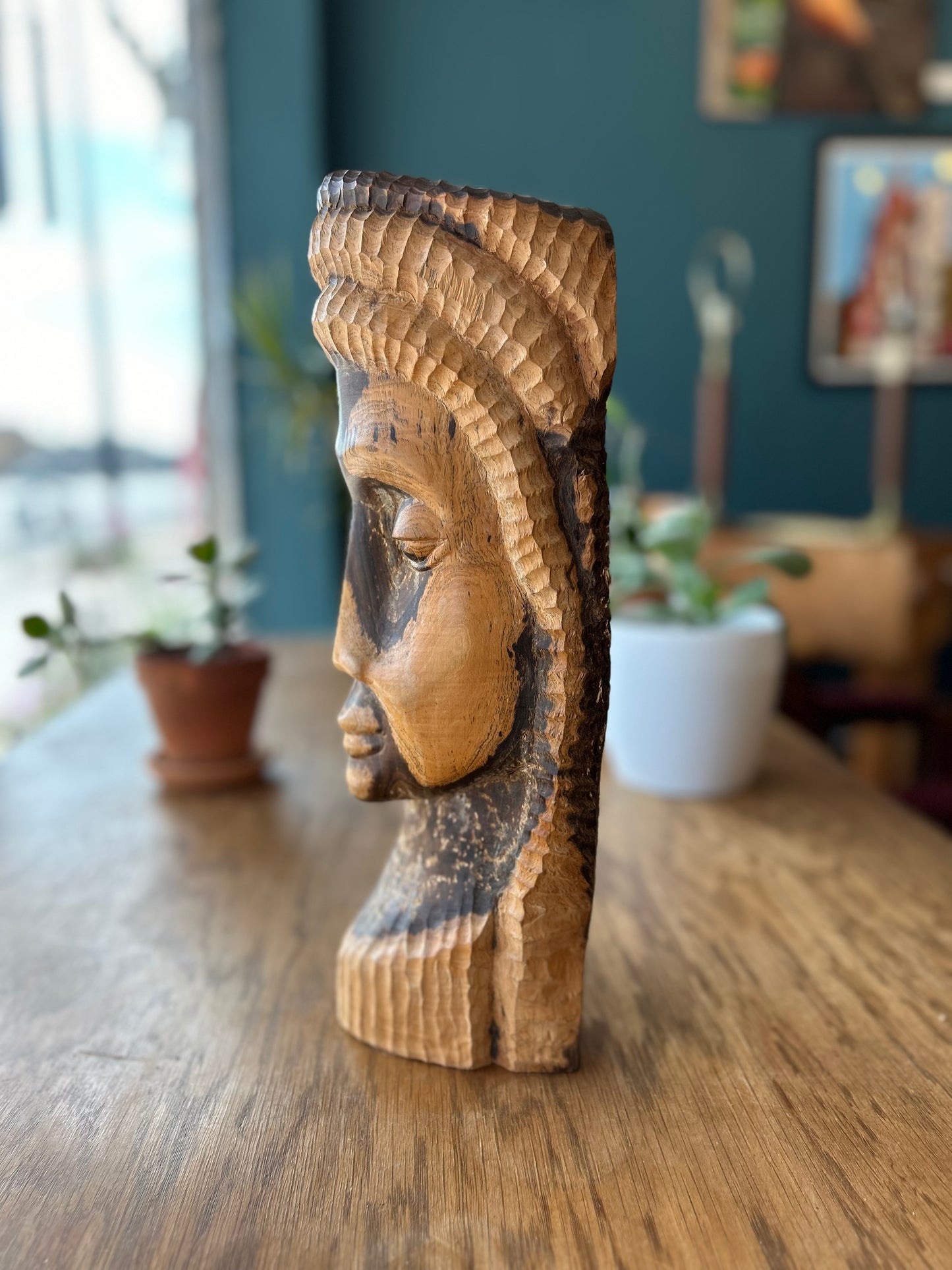 Hand Carved Mahogany Head