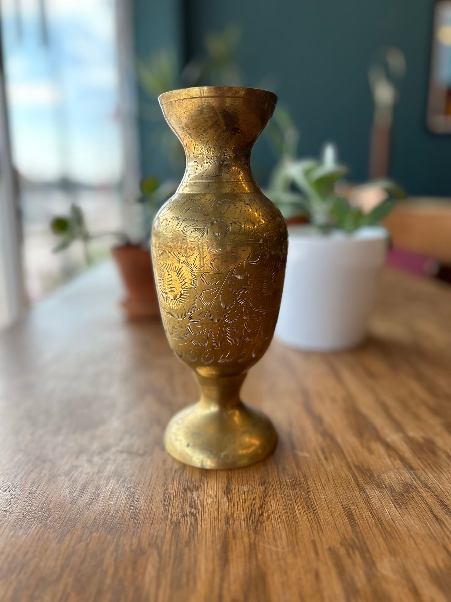 Etched Brass Vase