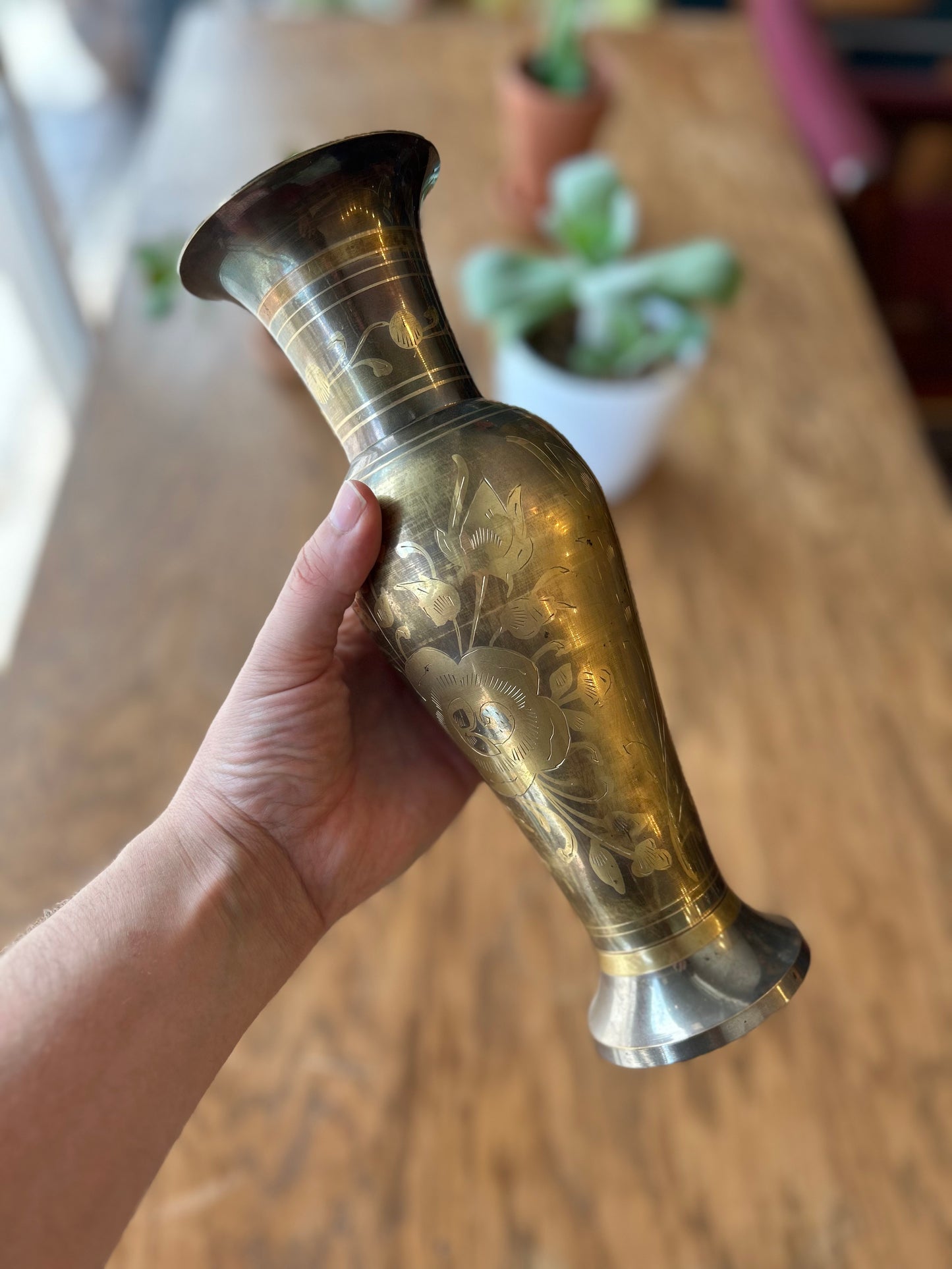 Etched Brass Vase #2