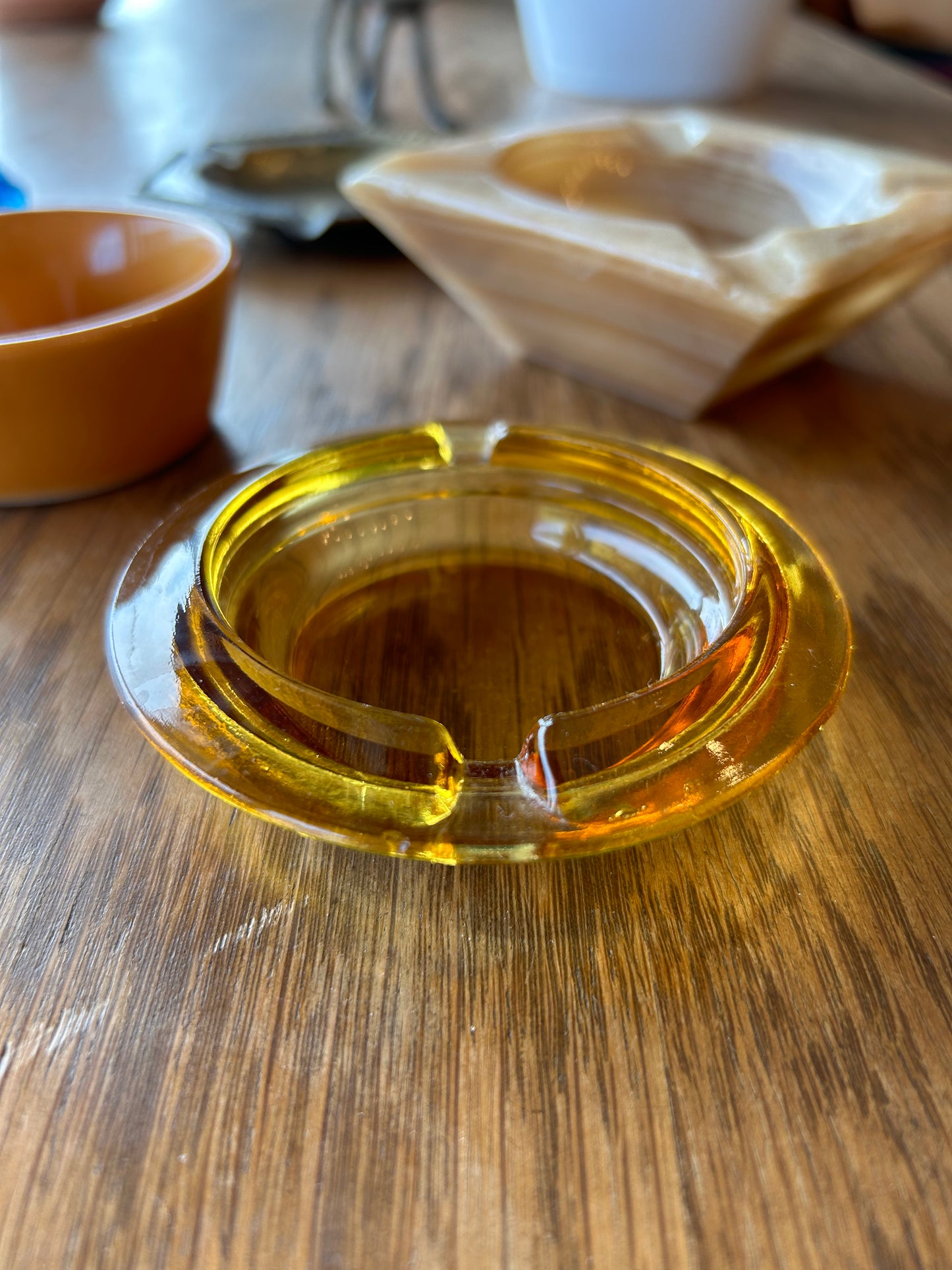 Amber Glass Ashtray